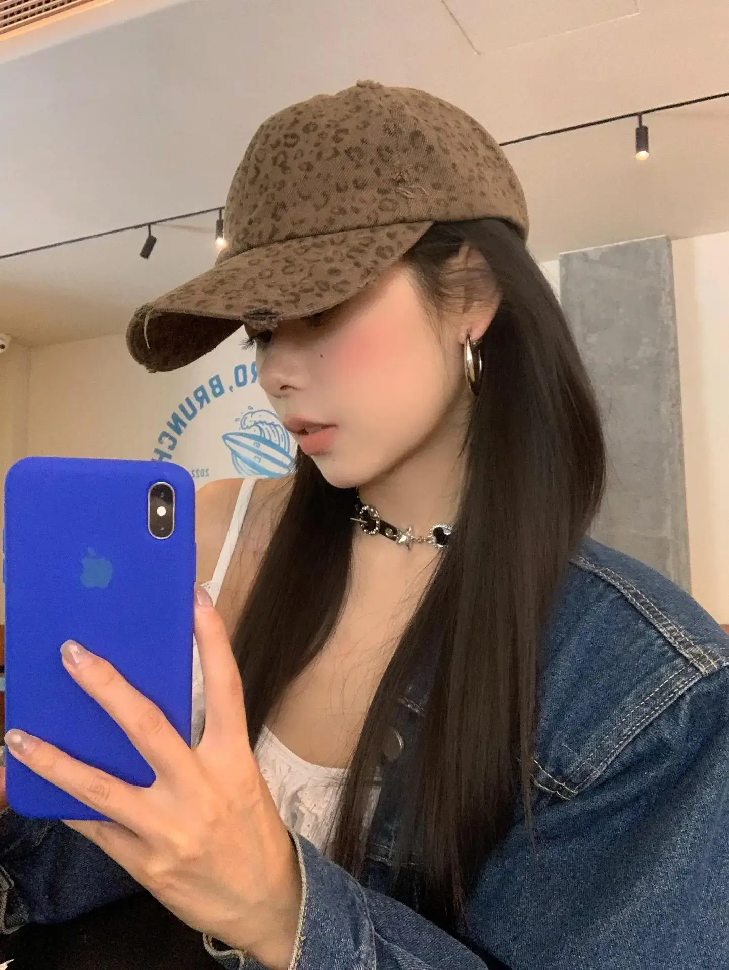 Sweet Drag Cool Sister Leopard Cap Women All Match Washed Old Milled — feature 6