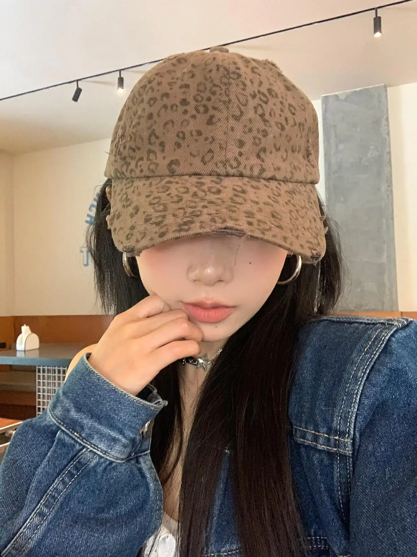 Sweet Drag Cool Sister Leopard Cap Women All Match Washed Old Milled — feature 7