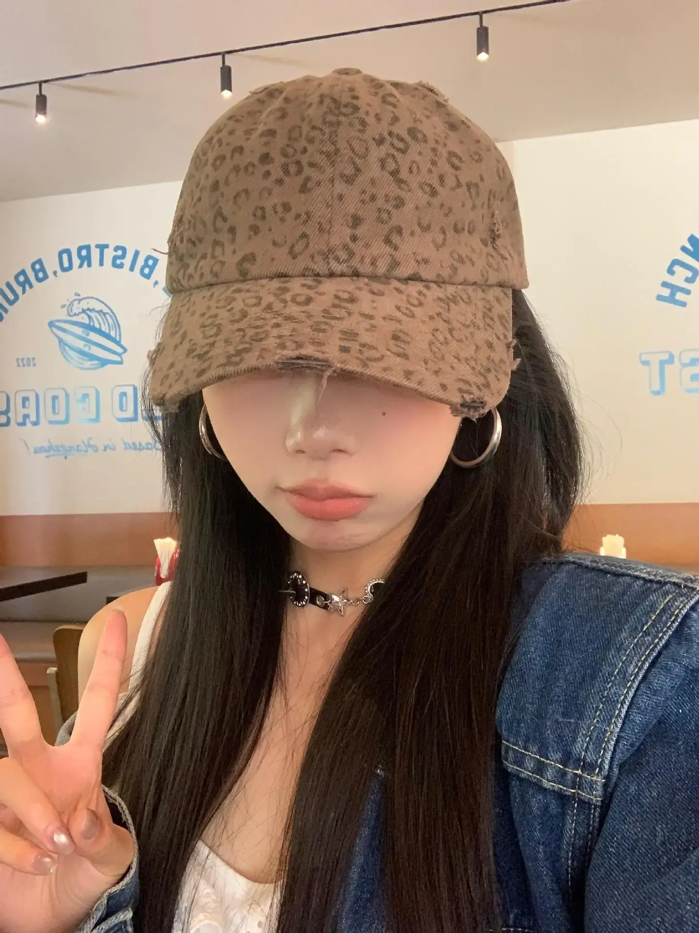 Sweet Drag Cool Sister Leopard Cap Women All Match Washed Old Milled — feature 8