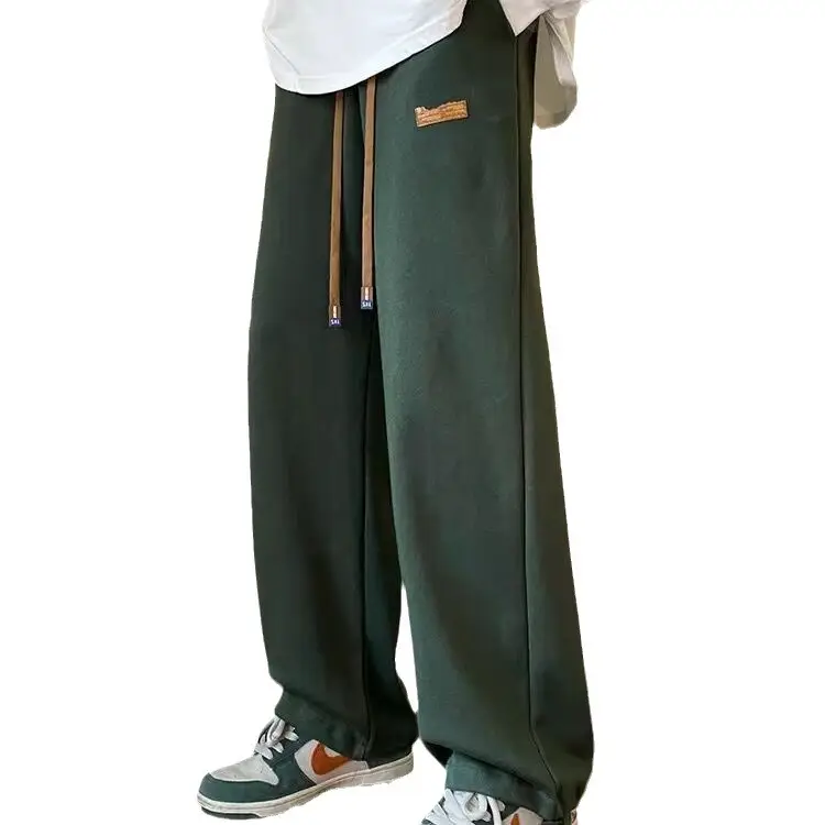Men Drawstring Pants Loose Fit Dark Blue