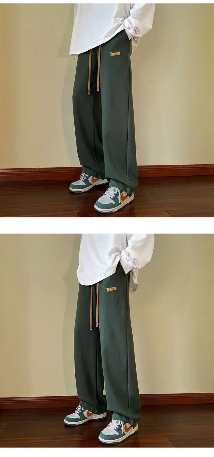 Men Drawstring Pants Loose Fit Dark Blue — feature 10