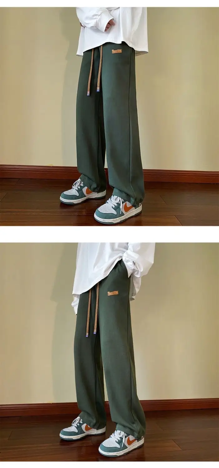 Men Drawstring Pants Loose Fit Dark Blue — feature 11