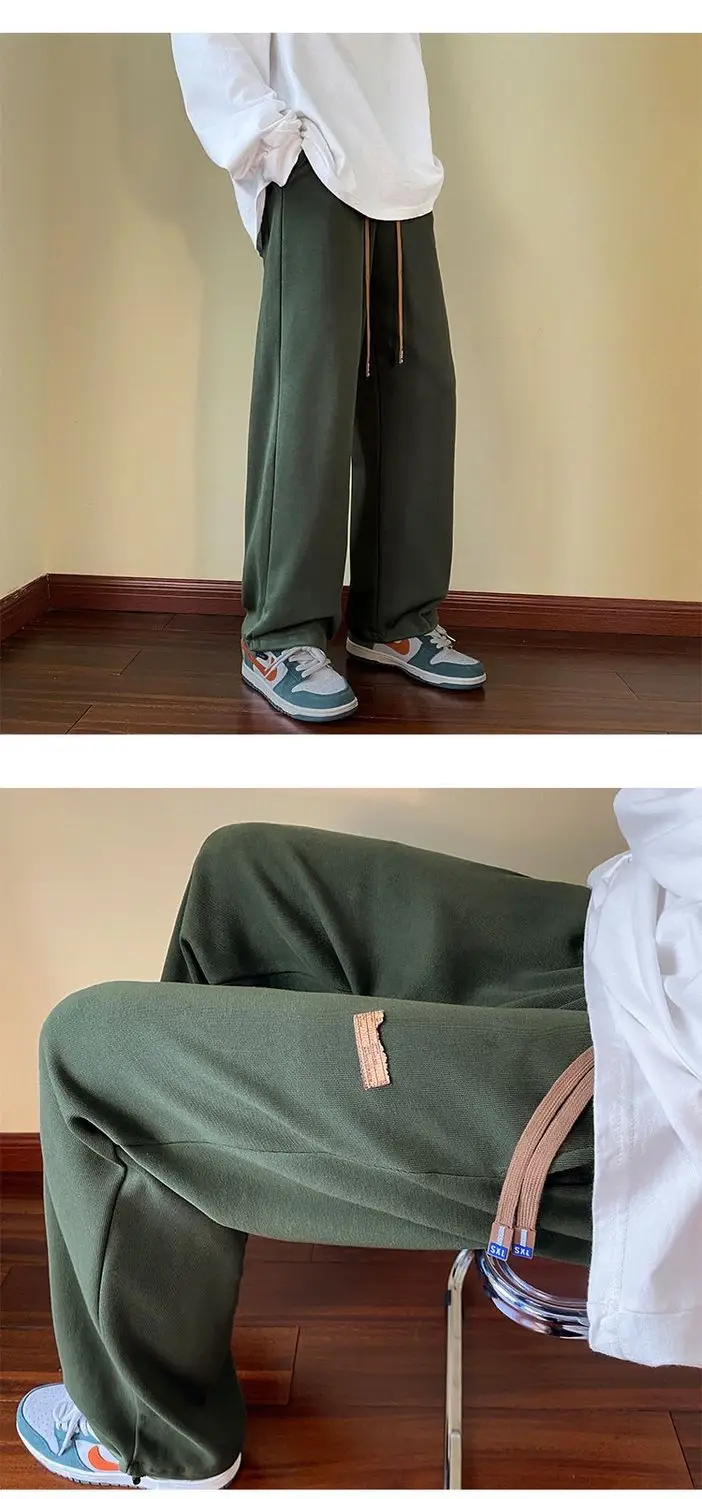 Men Drawstring Pants Loose Fit Dark Blue — feature 12