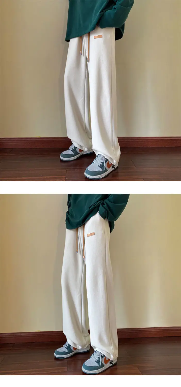 Men Drawstring Pants Loose Fit Dark Blue — feature 14