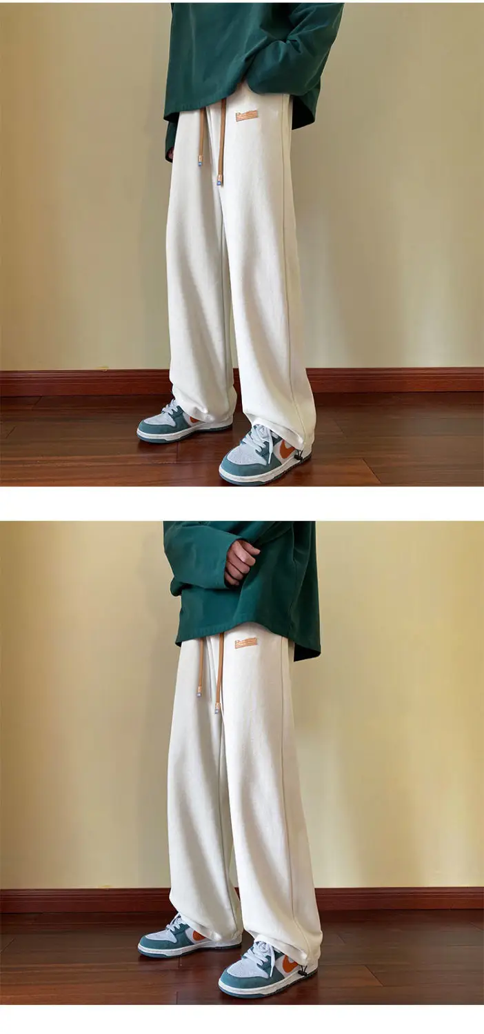Men Drawstring Pants Loose Fit Dark Blue — feature 15
