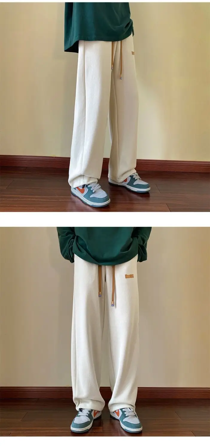 Men Drawstring Pants Loose Fit Dark Blue — feature 17