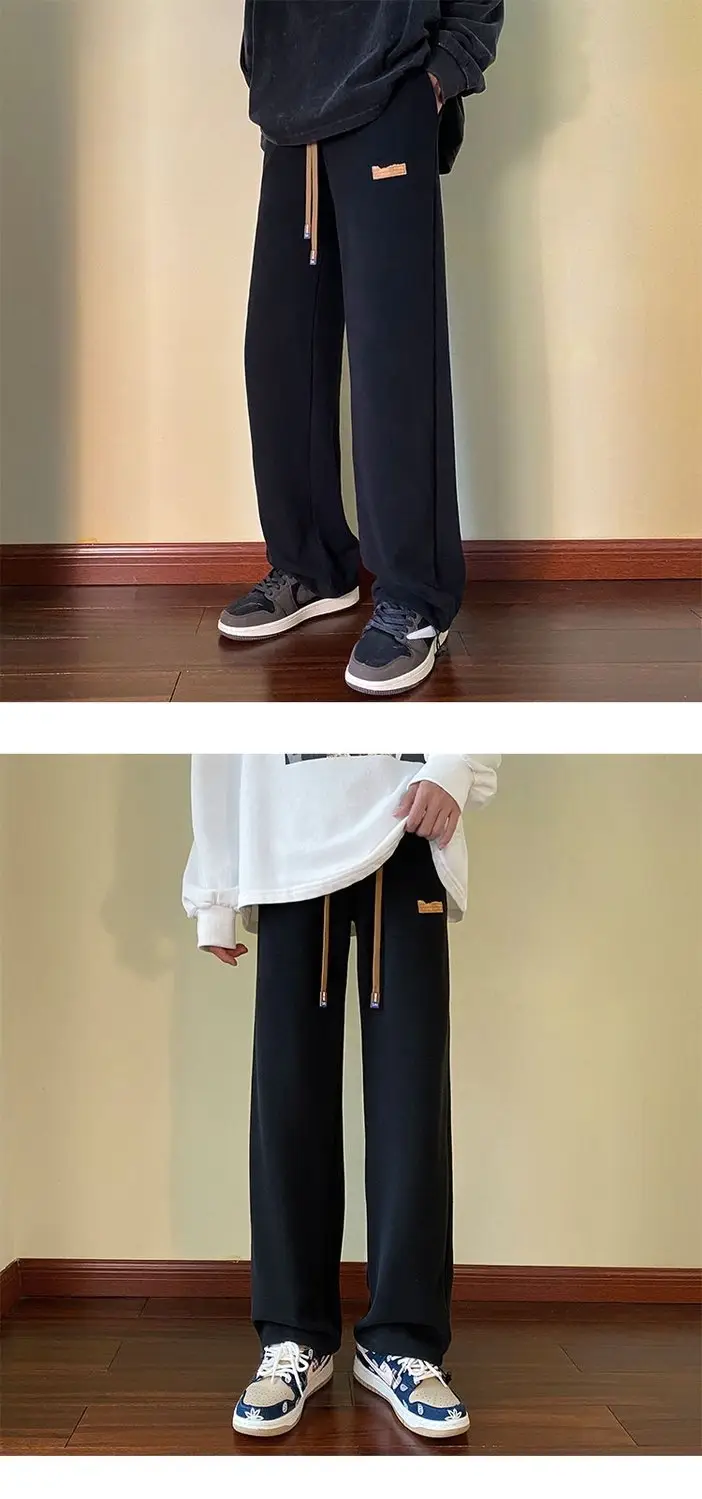 Men Drawstring Pants Loose Fit Dark Blue — feature 4