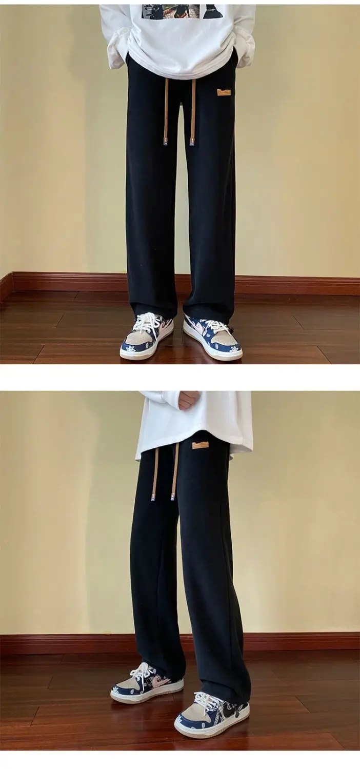 Men Drawstring Pants Loose Fit Dark Blue — feature 5