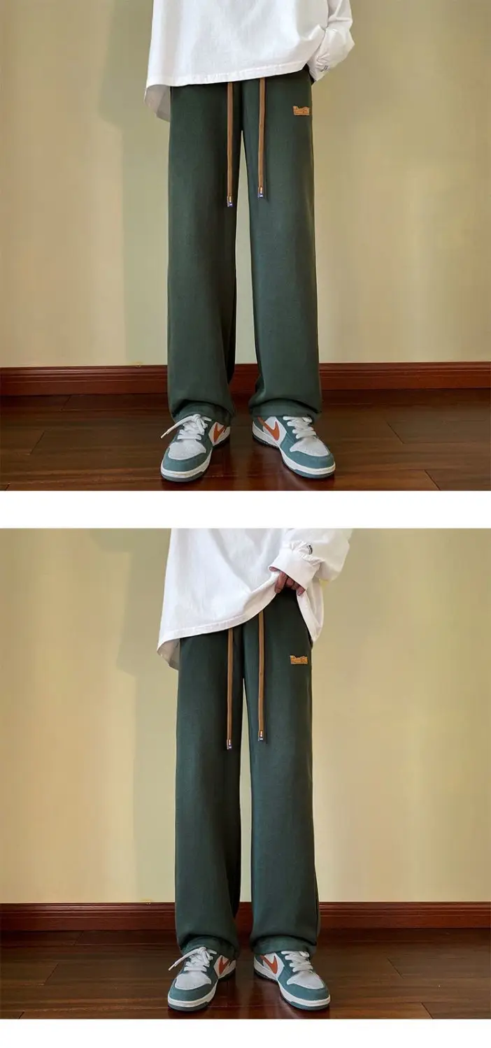 Men Drawstring Pants Loose Fit Dark Blue — feature 9