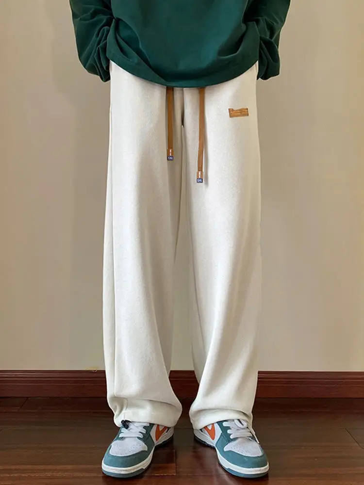 Men Drawstring Pants Loose Fit Dark Blue