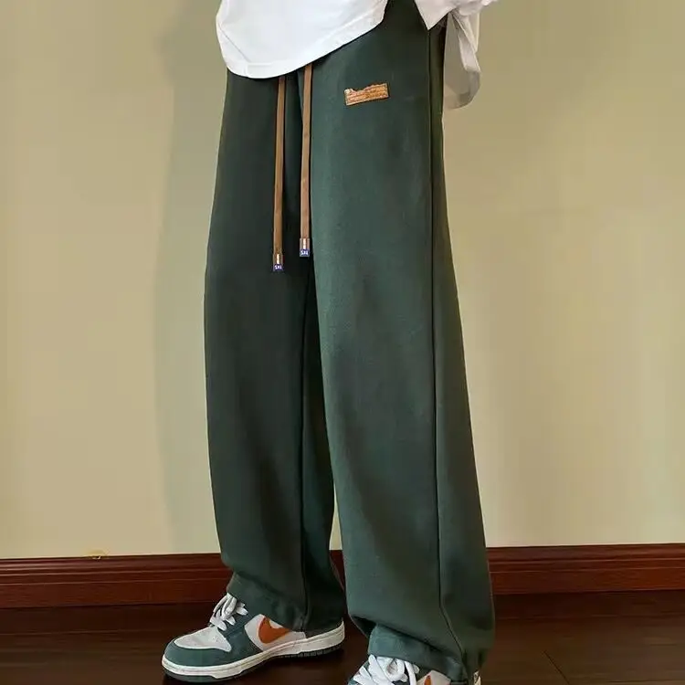 Men Drawstring Pants Loose Fit Dark Blue
