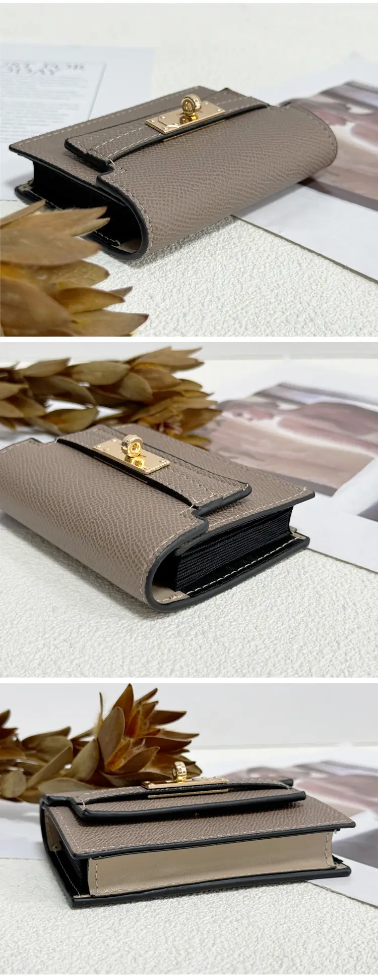 Women's Small Square Card Holder Pure Color High-End Card Holder 2024 New Compact Large Capacity Multi-Card Slot Wallet Driving — feature 5