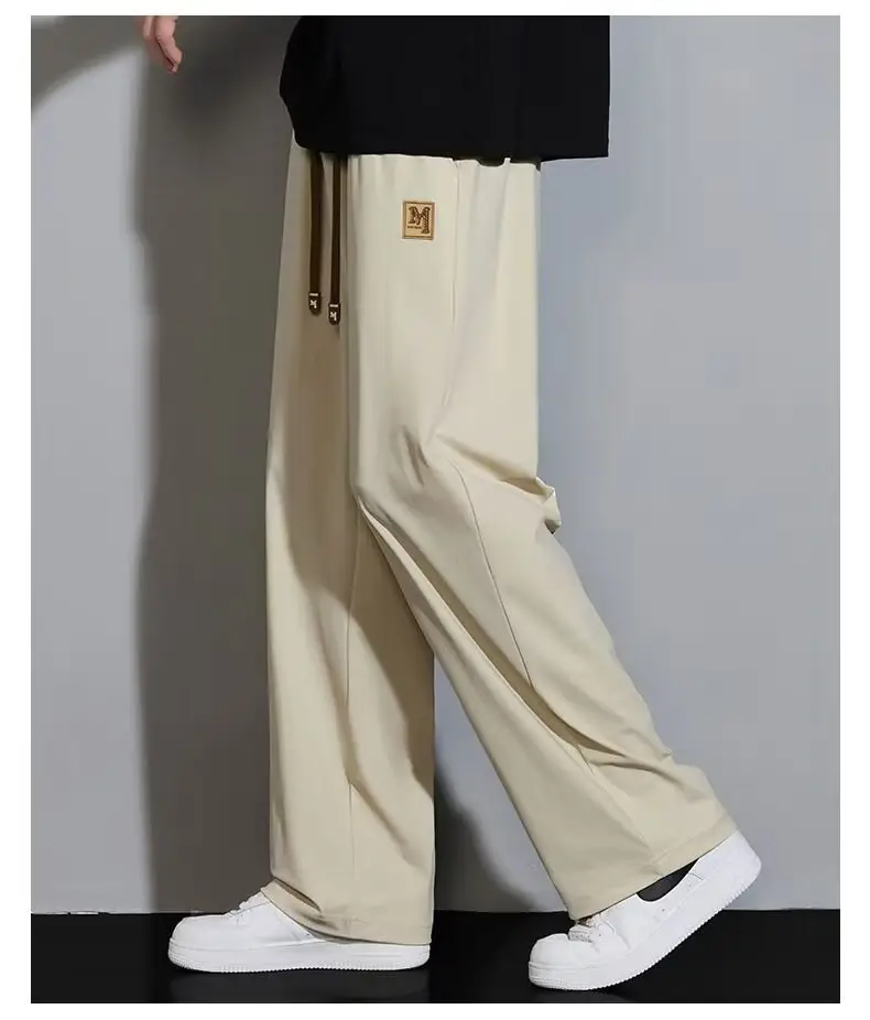 Black Ice Silk Casual Pants with Elastic Waist — feature 11