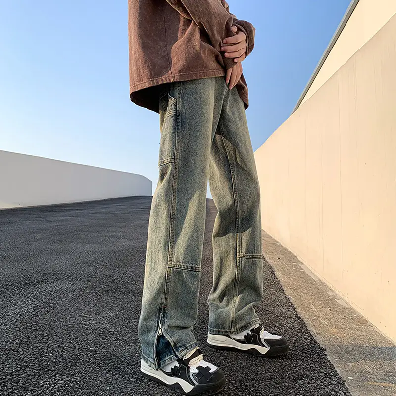 Men Vintage Cleanfit Jeans Loose Straight Sitting Pants