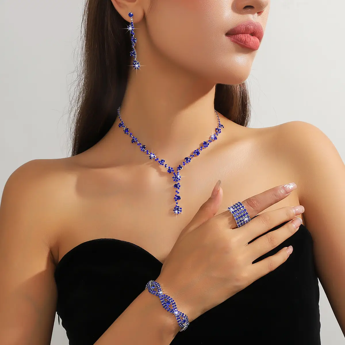 Full Diamond Necklace Set with Earrings & Rings — feature 12