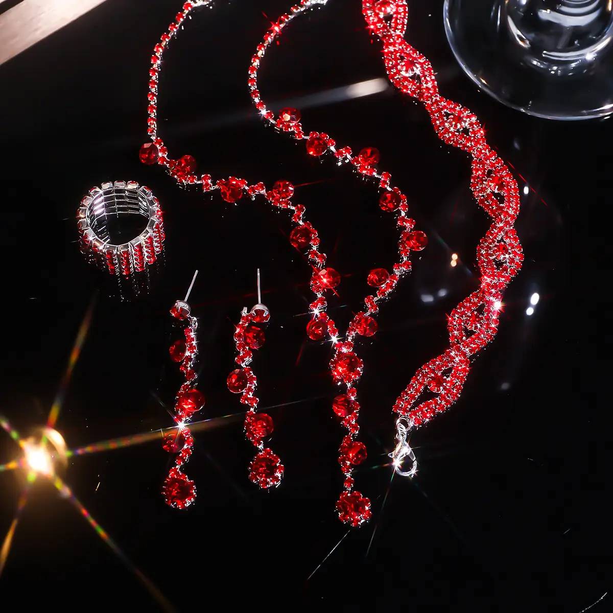 Full Diamond Necklace Set with Earrings & Rings — feature 16