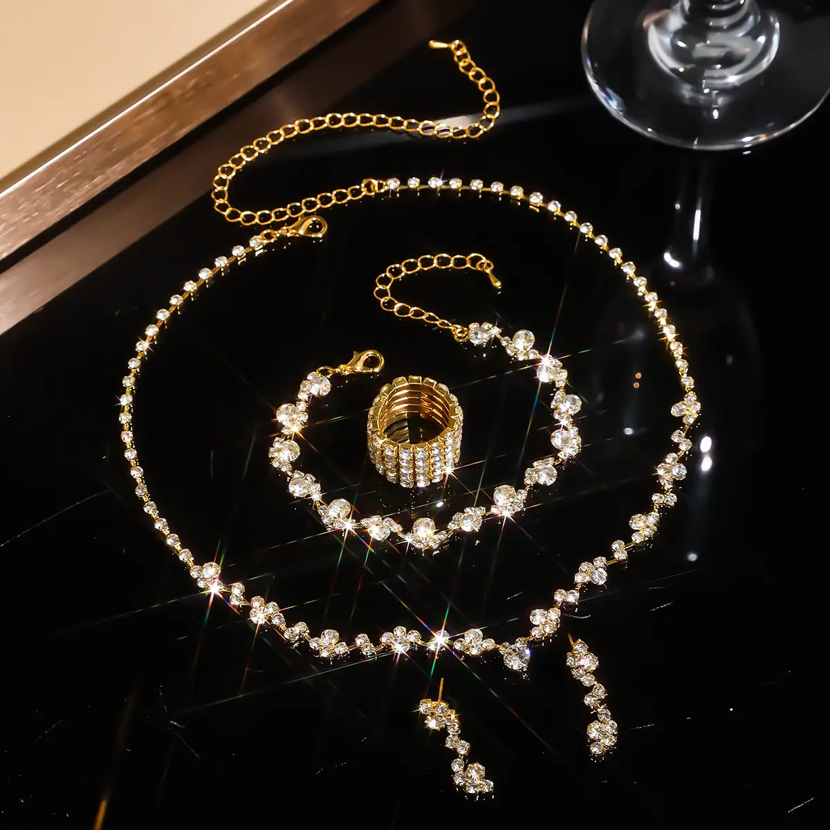 Full Diamond Necklace Set with Earrings & Rings — feature 26
