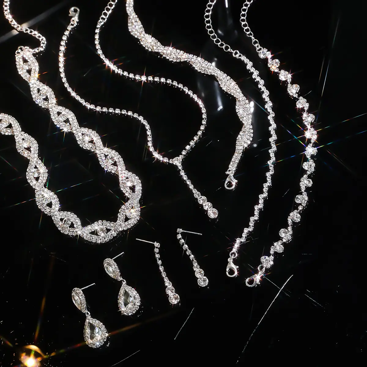 Full Diamond Necklace Set with Earrings & Rings — feature 28