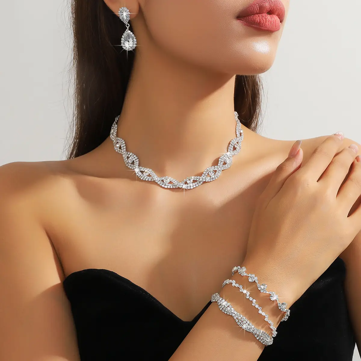 Full Diamond Necklace Set with Earrings & Rings — feature 29