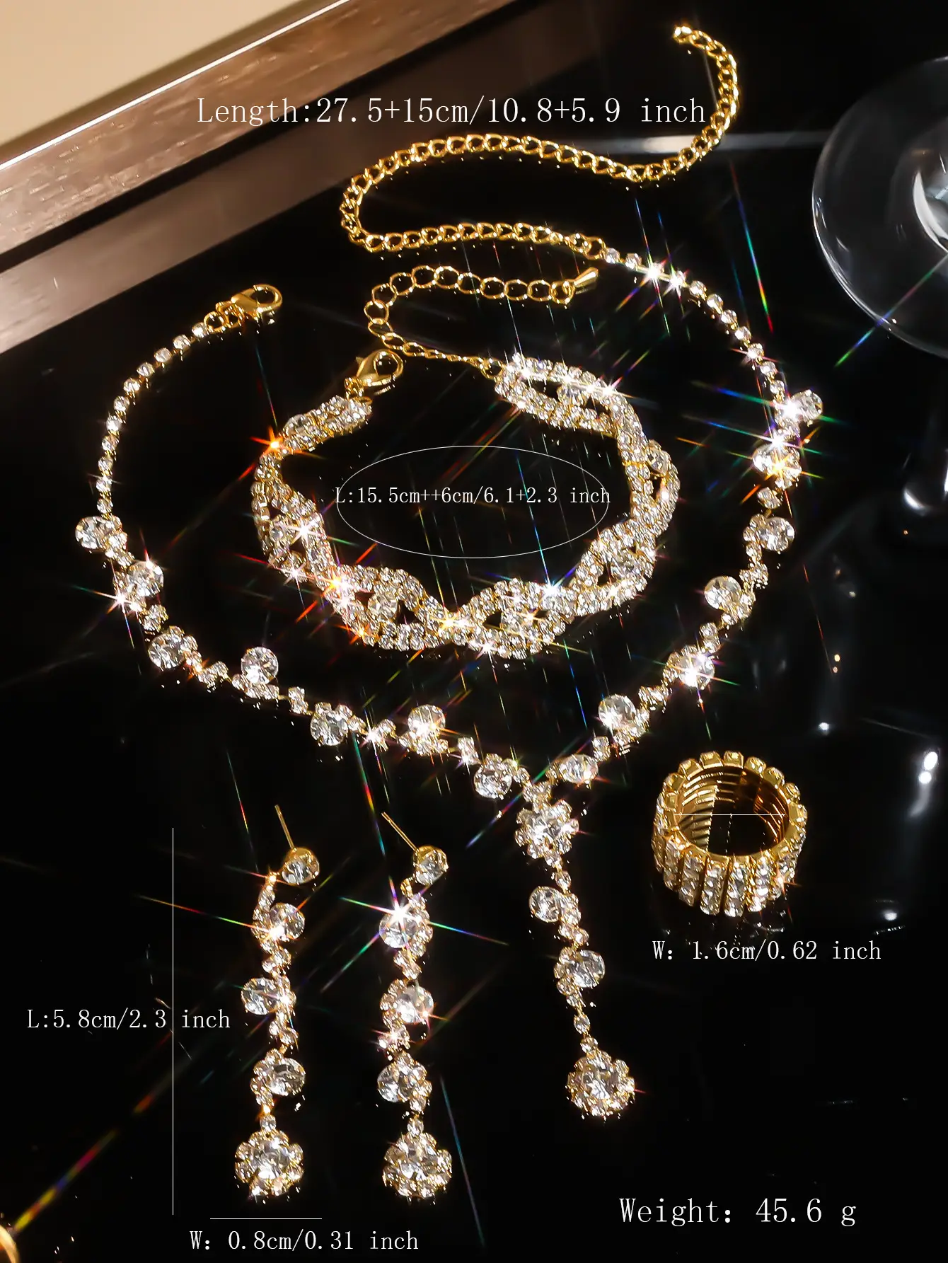 Full Diamond Necklace Set with Earrings & Rings — feature 3