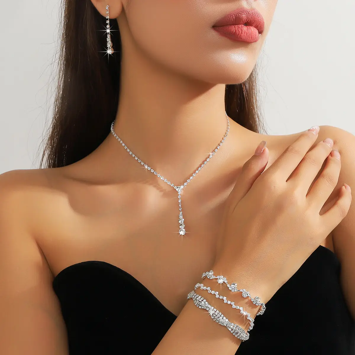 Full Diamond Necklace Set with Earrings & Rings — feature 30