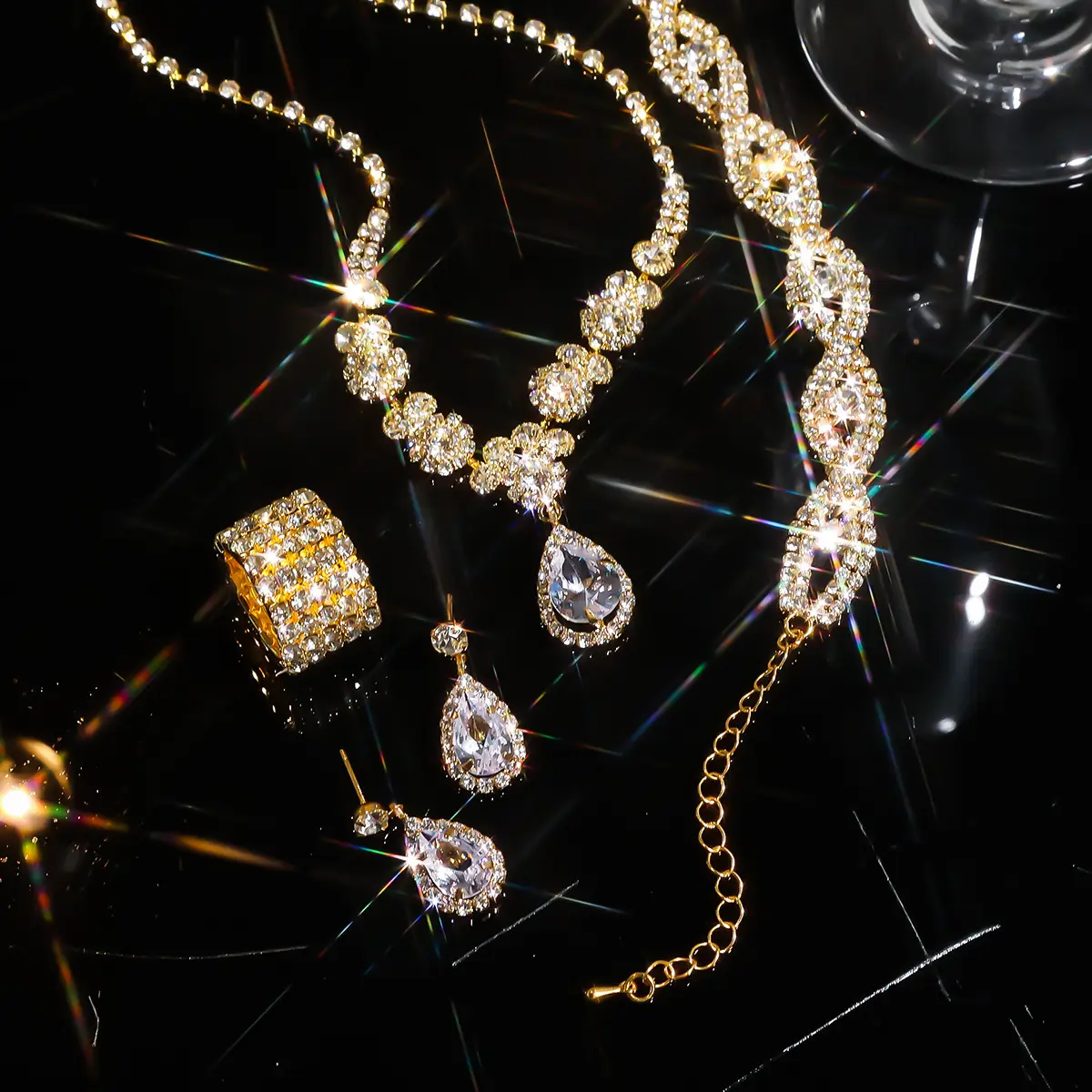 Full Diamond Necklace Set with Earrings & Rings — feature 35