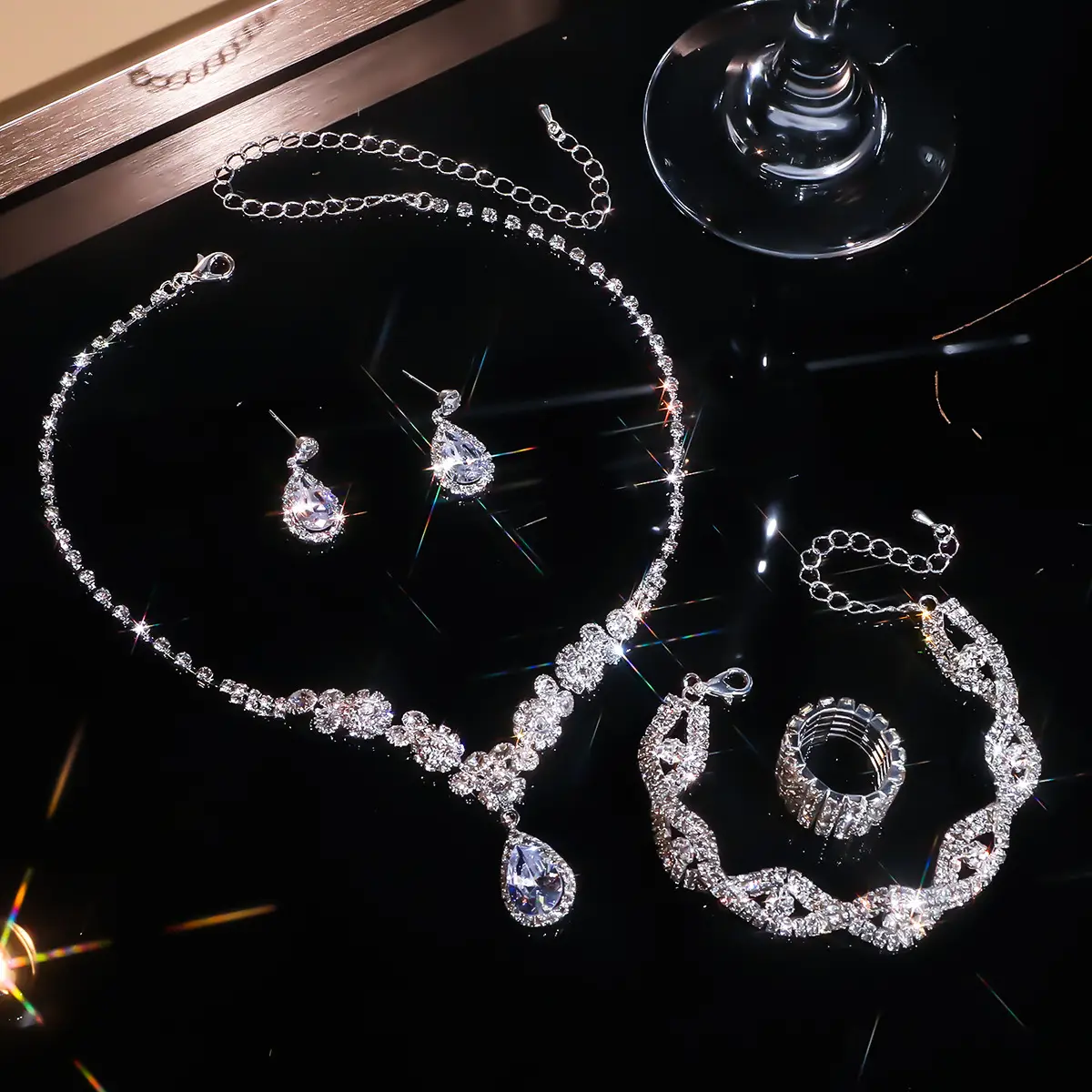 Full Diamond Necklace Set with Earrings & Rings — feature 39