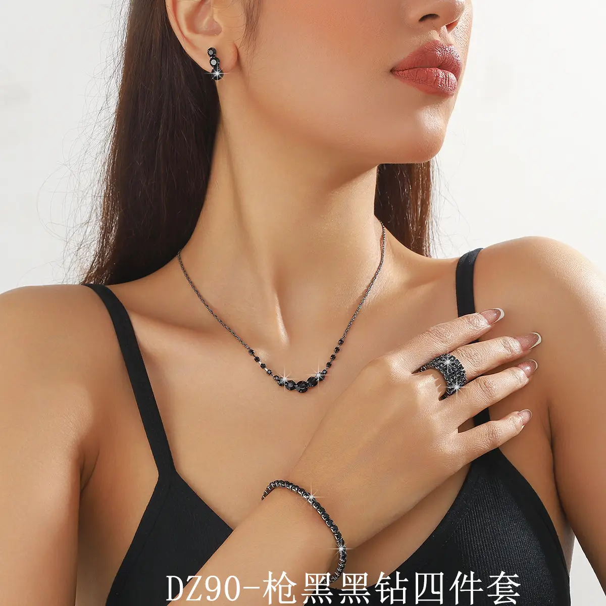 Full Diamond Necklace Set with Earrings & Rings — feature 45