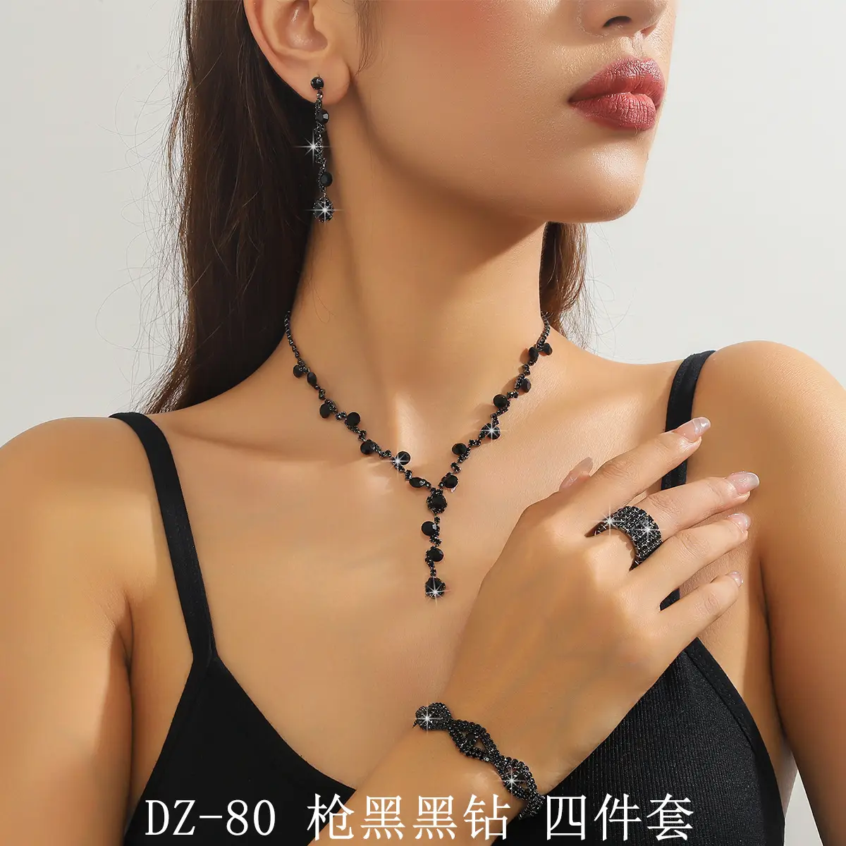 Full Diamond Necklace Set with Earrings & Rings — feature 6