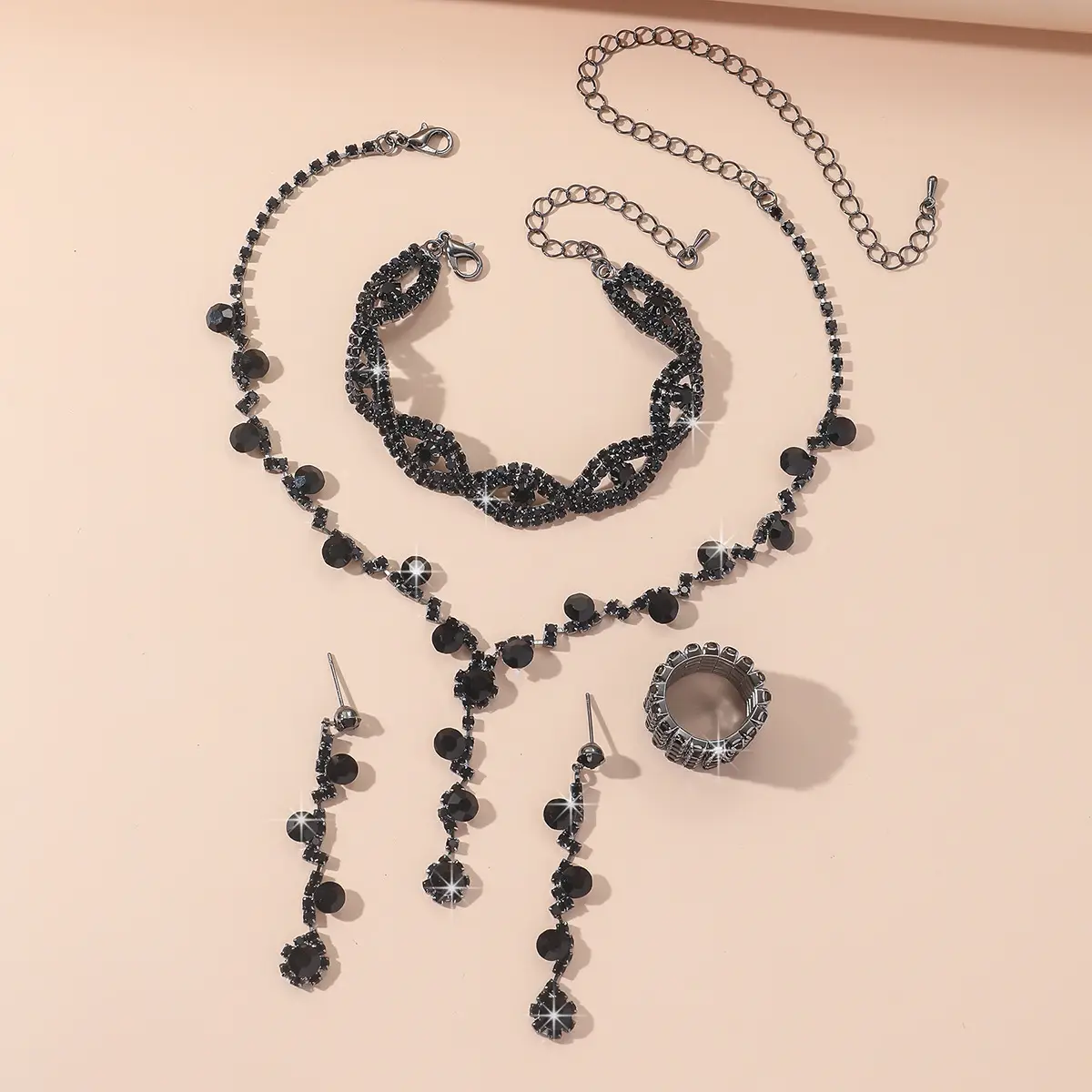 Full Diamond Necklace Set with Earrings & Rings — feature 7