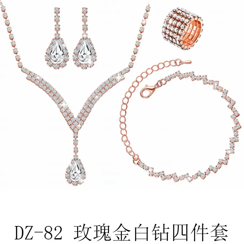 Full Diamond Necklace Set with Earrings & Rings - Image 11