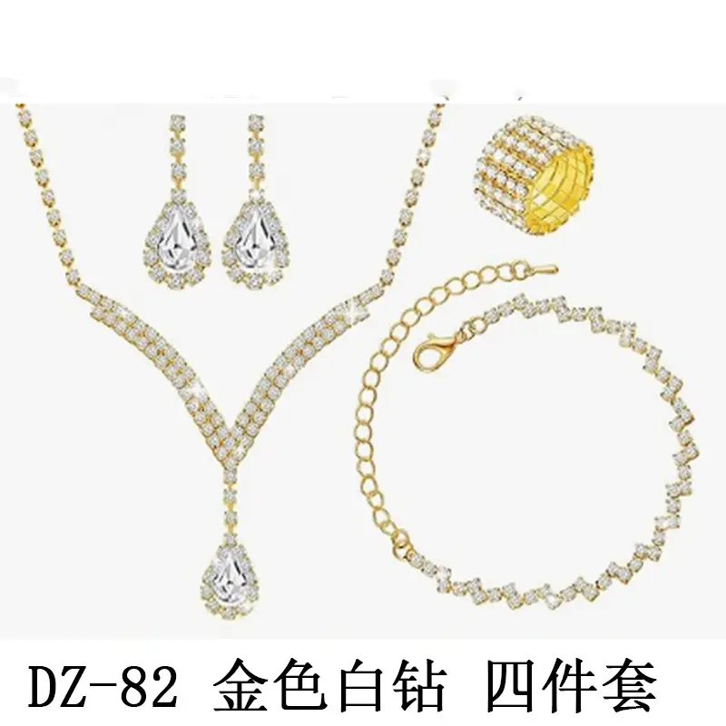 Full Diamond Necklace Set with Earrings & Rings - Image 12
