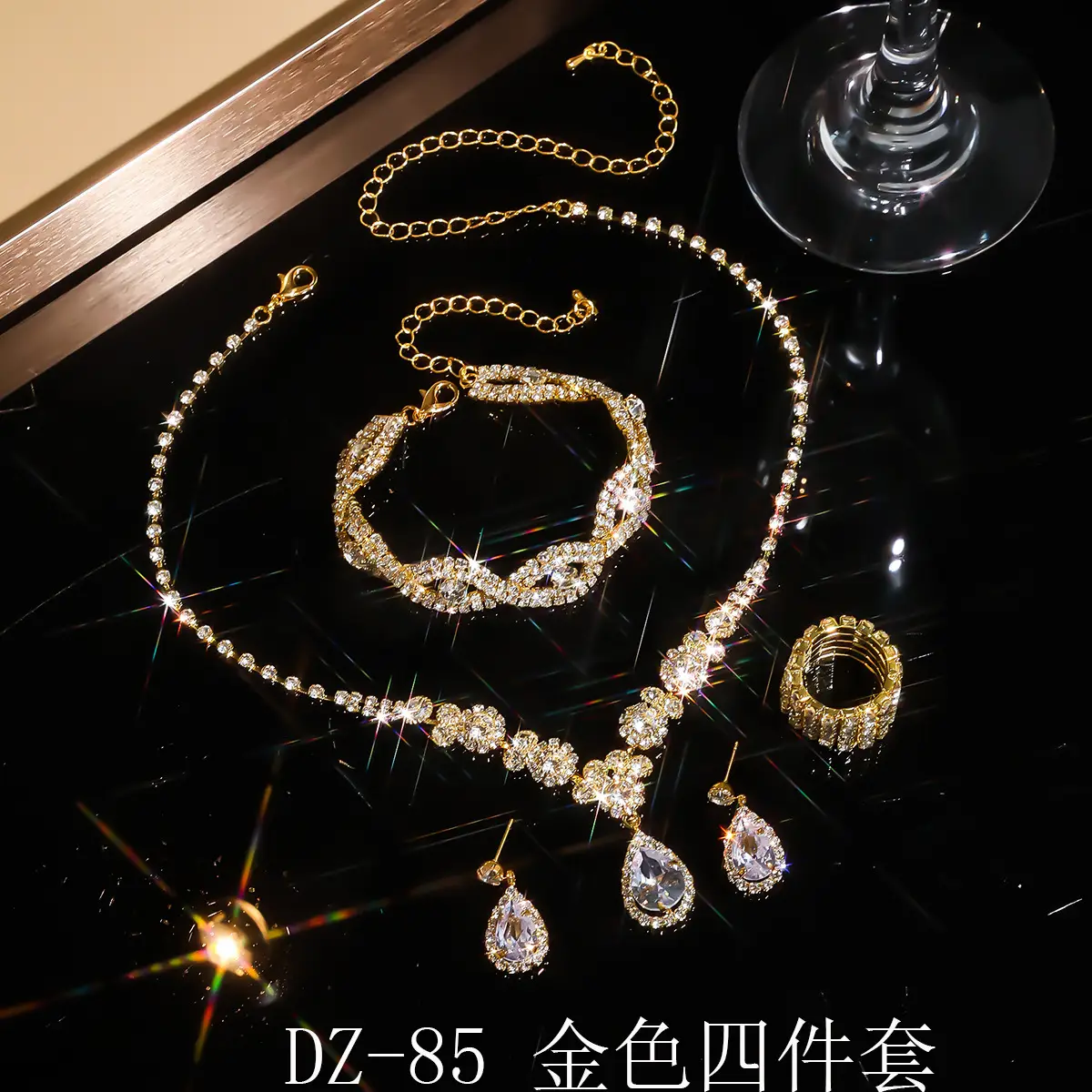 Full Diamond Necklace Set with Earrings & Rings - Image 16