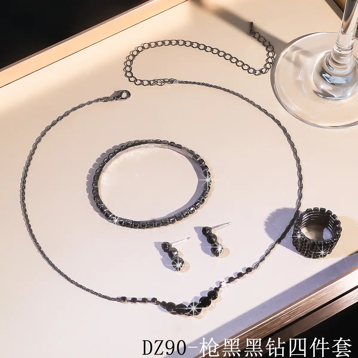 Full Diamond Necklace Set with Earrings & Rings - Image 26