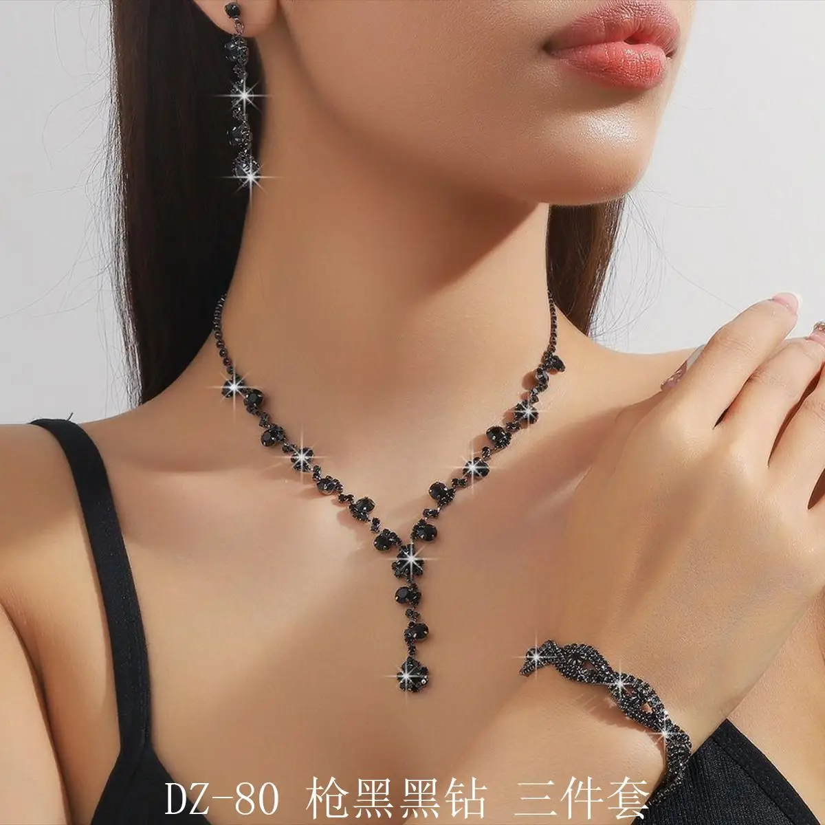 Full Diamond Necklace Set with Earrings & Rings - Image 29
