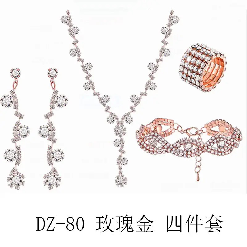 Full Diamond Necklace Set with Earrings & Rings - Image 6