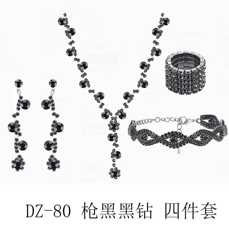 Full Diamond Necklace Set with Earrings & Rings - Image 7