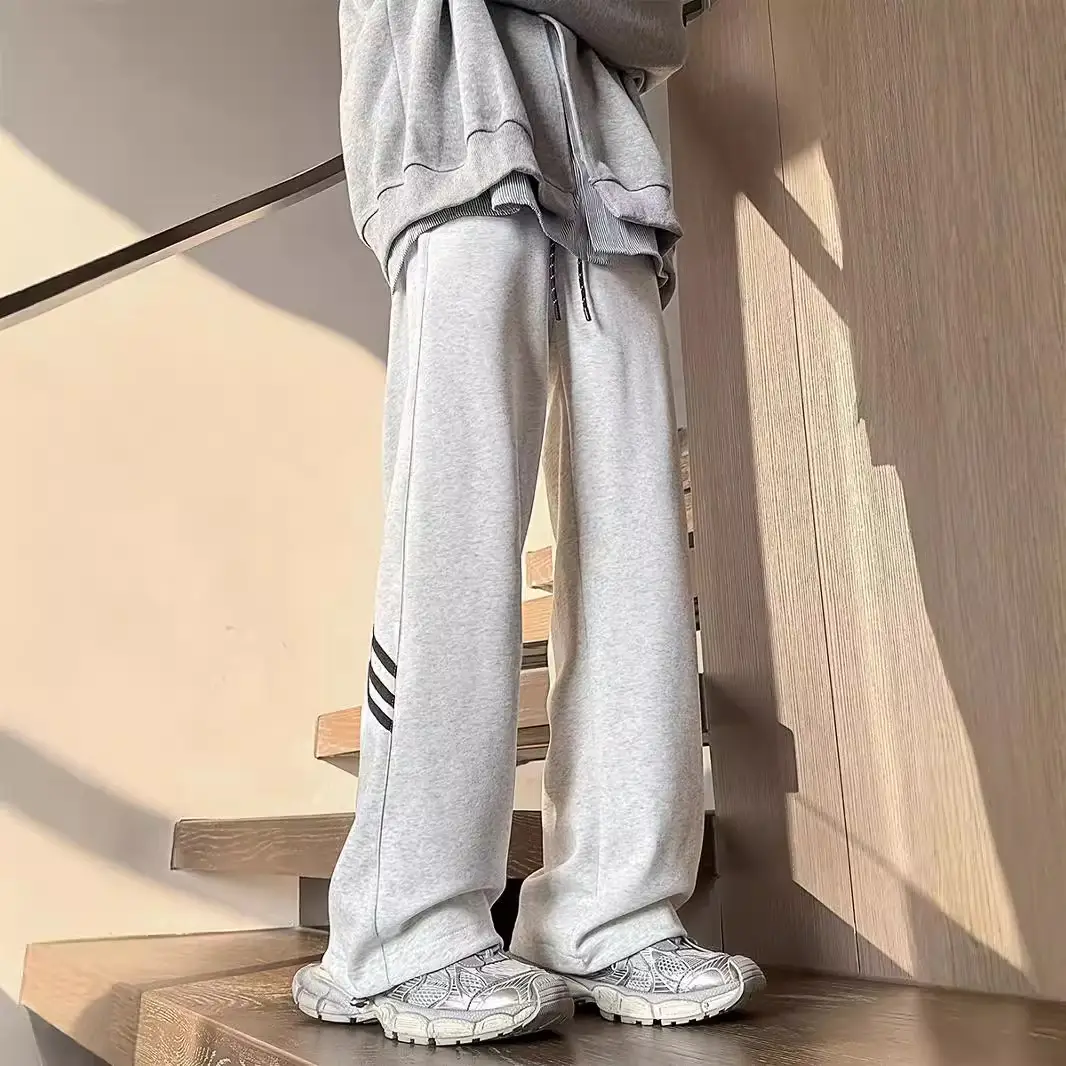 Men's Gray Sweatpants with Three Stripe Design - Image 5