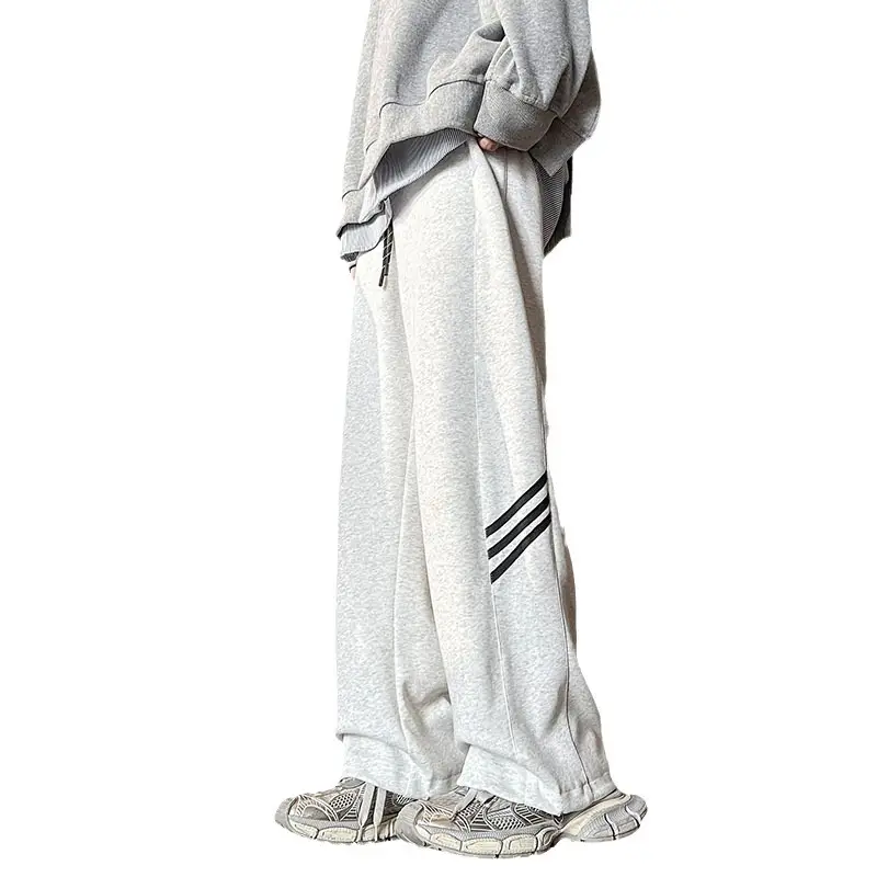Men's Gray Sweatpants with Three Stripe Design - Image 6