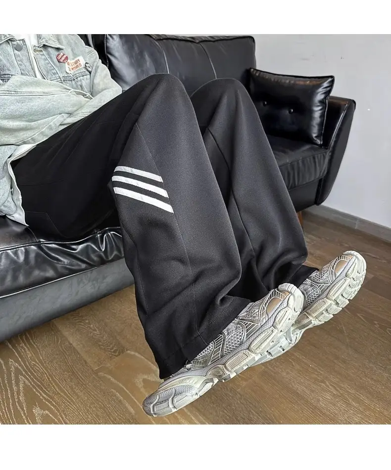Men's Gray Sweatpants with Three Stripe Design — feature 10