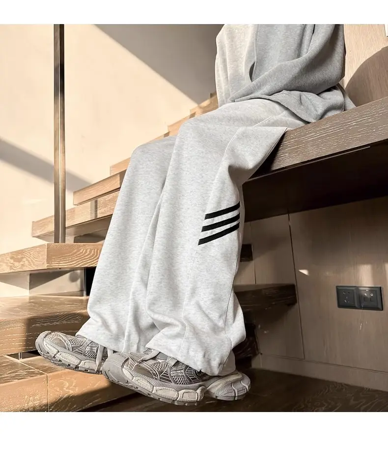 Men's Gray Sweatpants with Three Stripe Design — feature 16