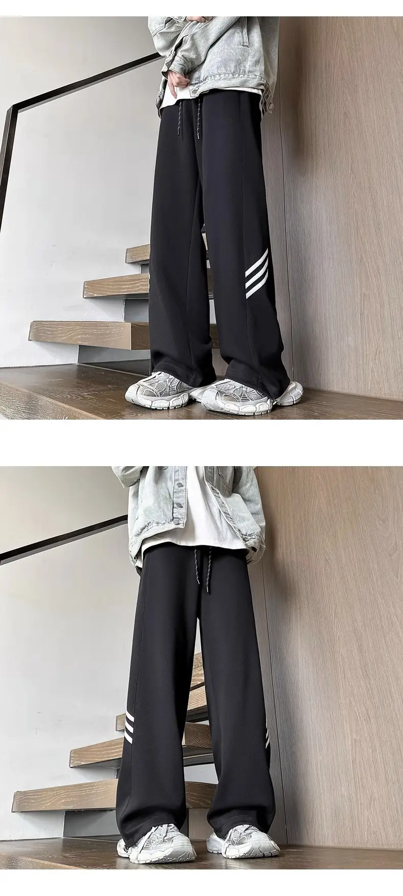 Men's Gray Sweatpants with Three Stripe Design — feature 4