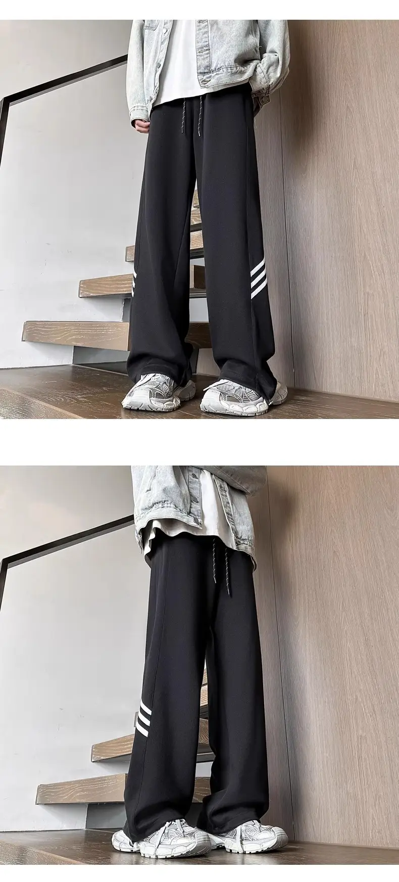 Men's Gray Sweatpants with Three Stripe Design — feature 5