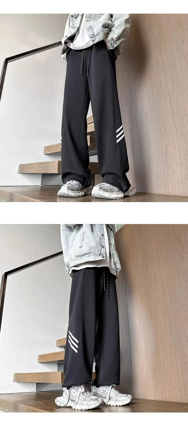 Men's Gray Sweatpants with Three Stripe Design — feature 6