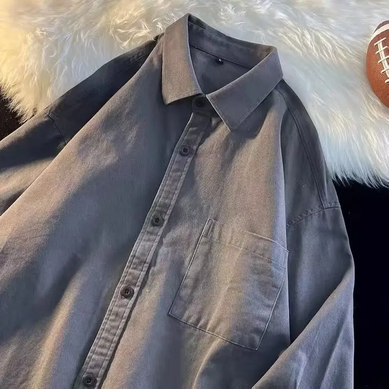 Men's Long Sleeve White Cotton Shirt Spring Autumn - Image 10