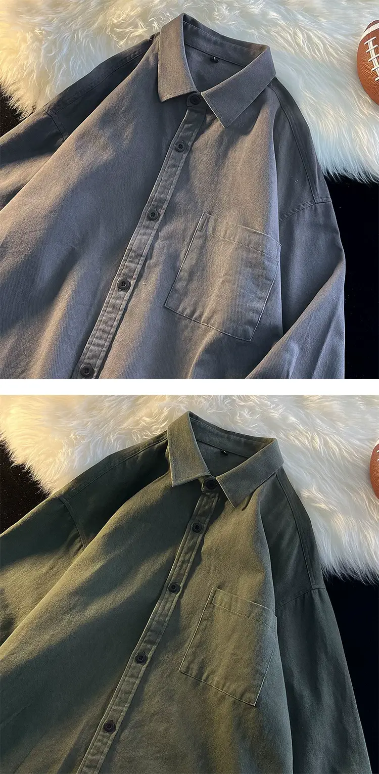 Men's Long Sleeve White Cotton Shirt Spring Autumn — feature 11