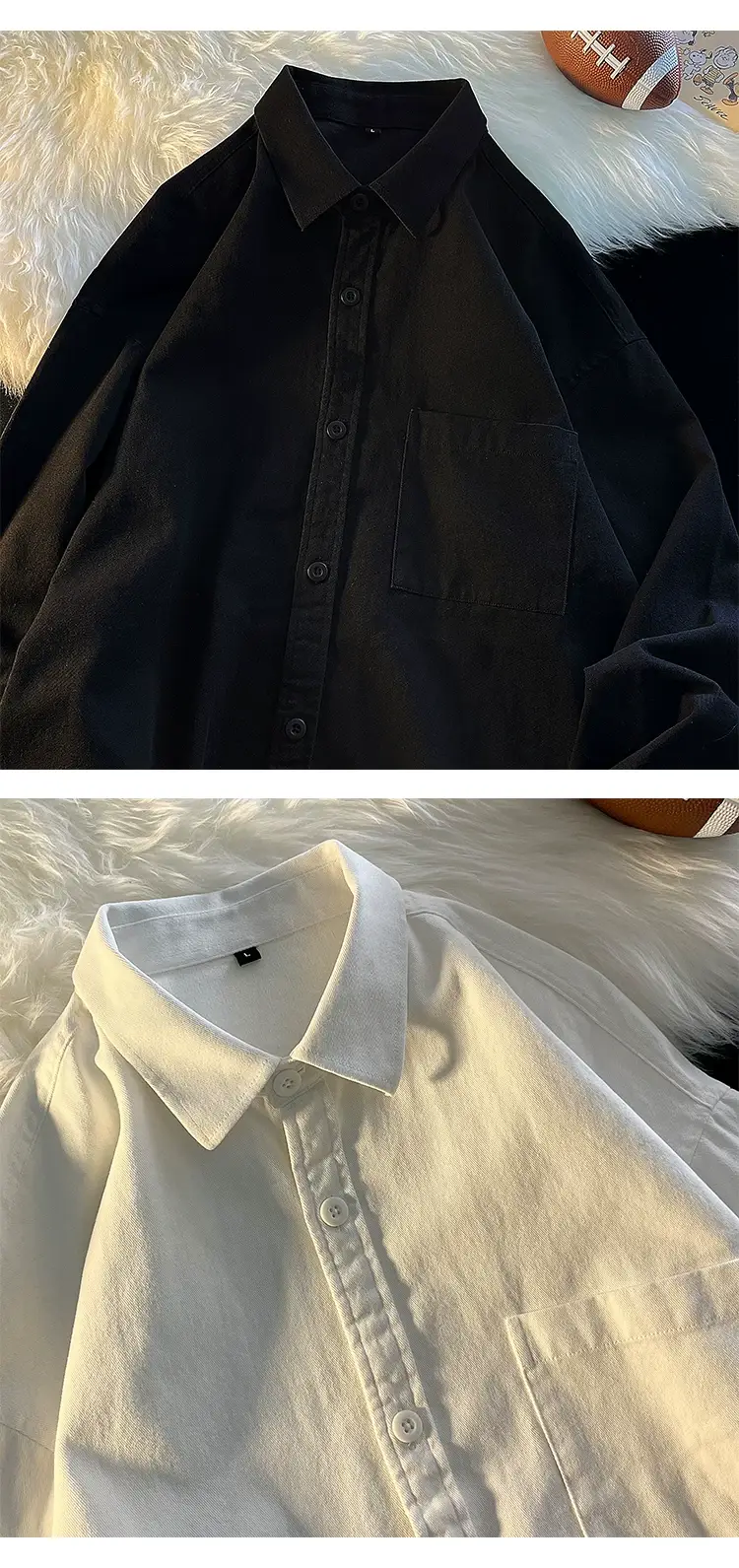 Men's Long Sleeve White Cotton Shirt Spring Autumn — feature 12