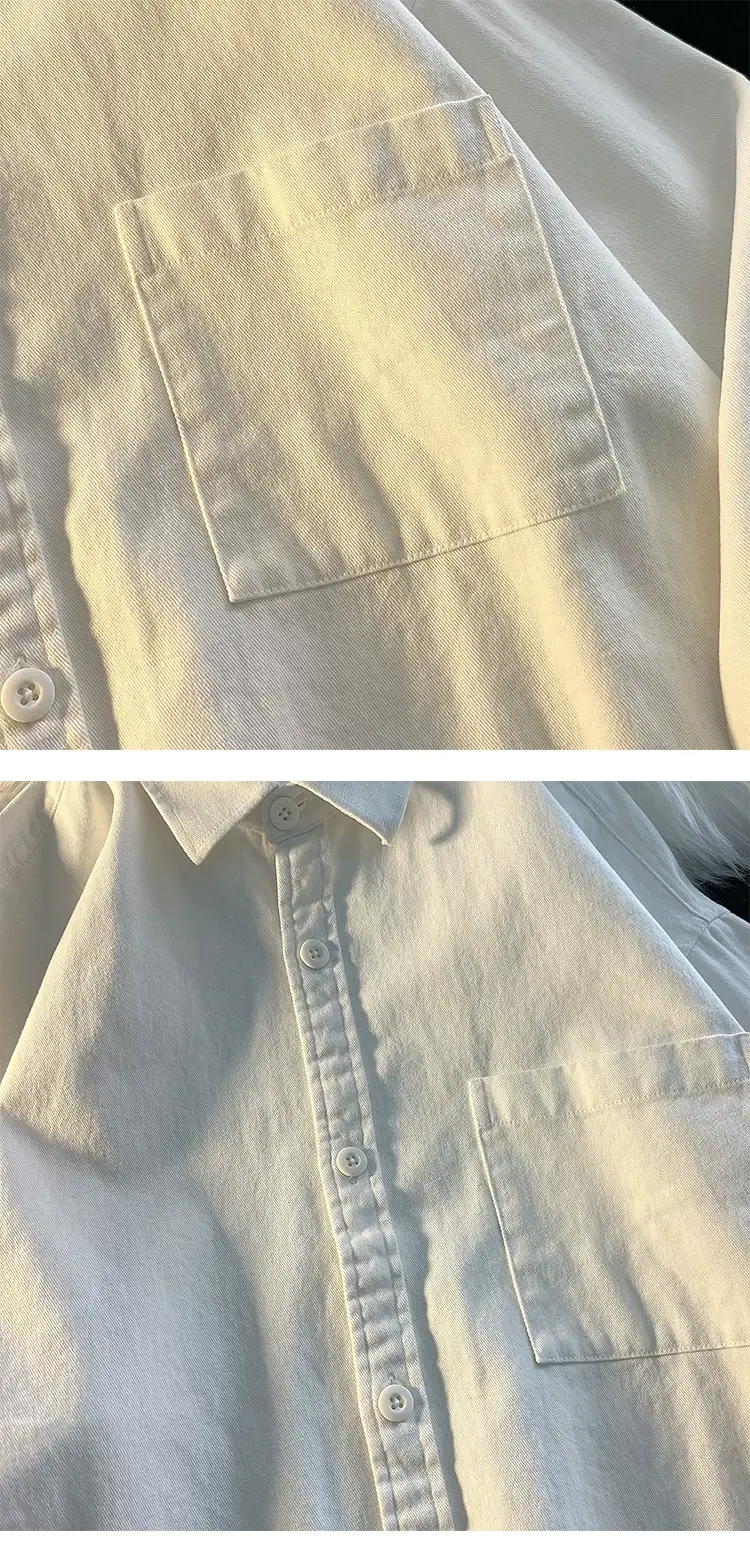 Men's Long Sleeve White Cotton Shirt Spring Autumn — feature 13