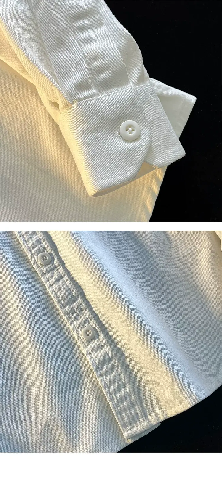 Men's Long Sleeve White Cotton Shirt Spring Autumn — feature 14