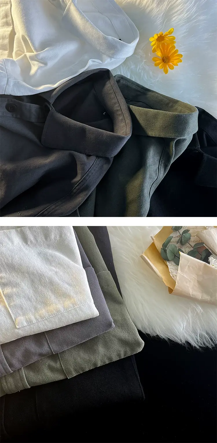 Men's Long Sleeve White Cotton Shirt Spring Autumn — feature 6